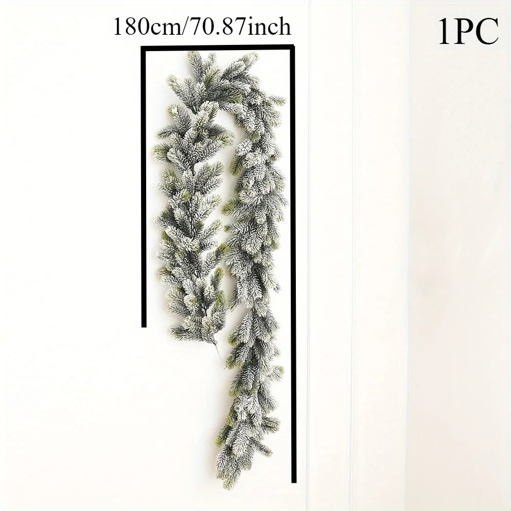 6 Feet LED with Light Christmas Garland Snowy Artificial Cedar Garland for Xmas Winter Holiday Table Runner Centerpiece Decor - Image 3