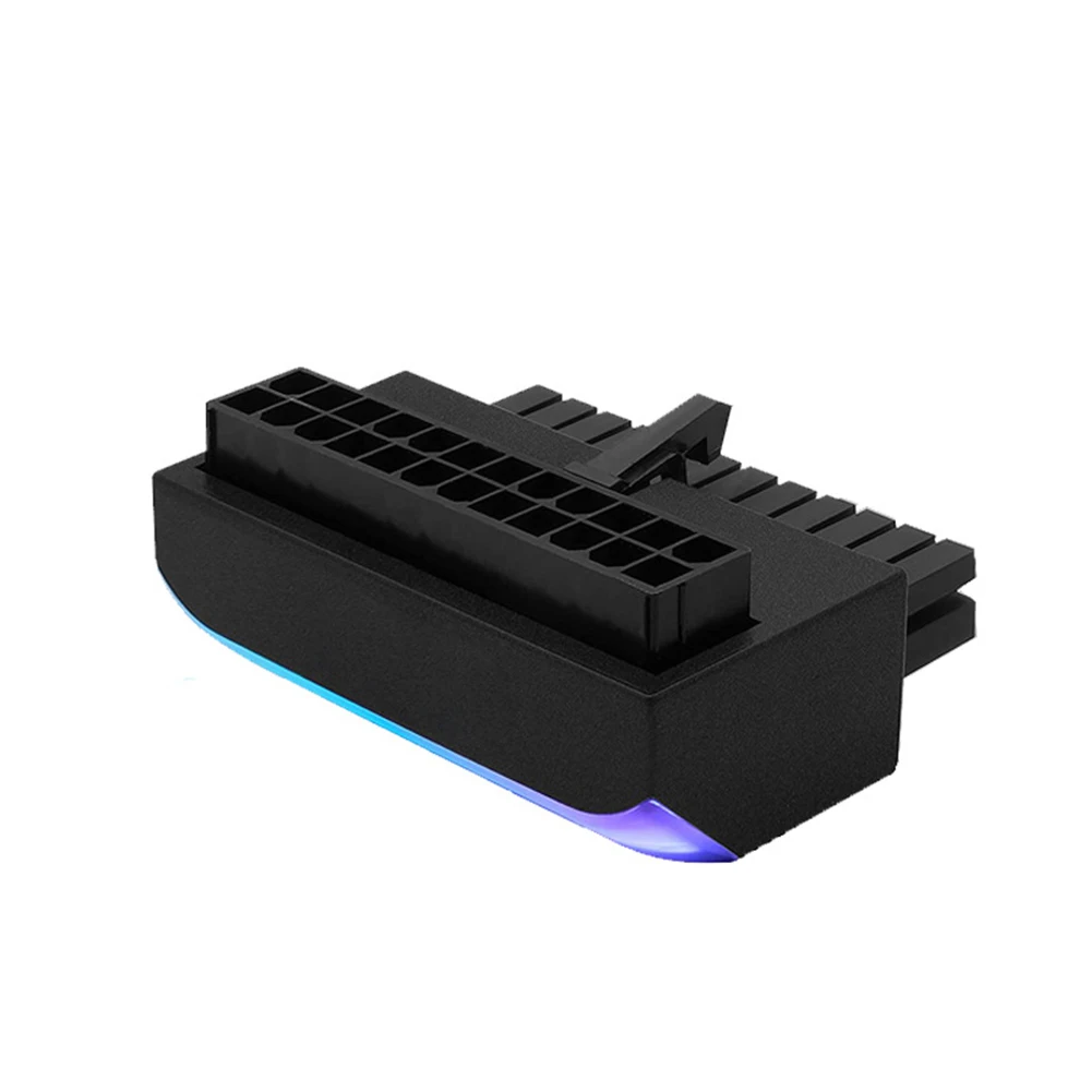 

90 Degree Right Angle Power Adapter Board 5V 3 Pin ARGB 24 Pin Female To Male Connector for Desktop Motherboard PC Power Supply