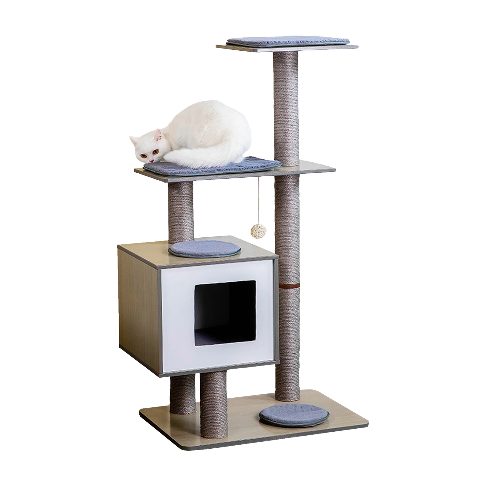 

Cat Tree Cat Tower 46.4 in, Cat Scratching Post Multi-Layer Kitten Tree with Cushion Kittens Activity Tower