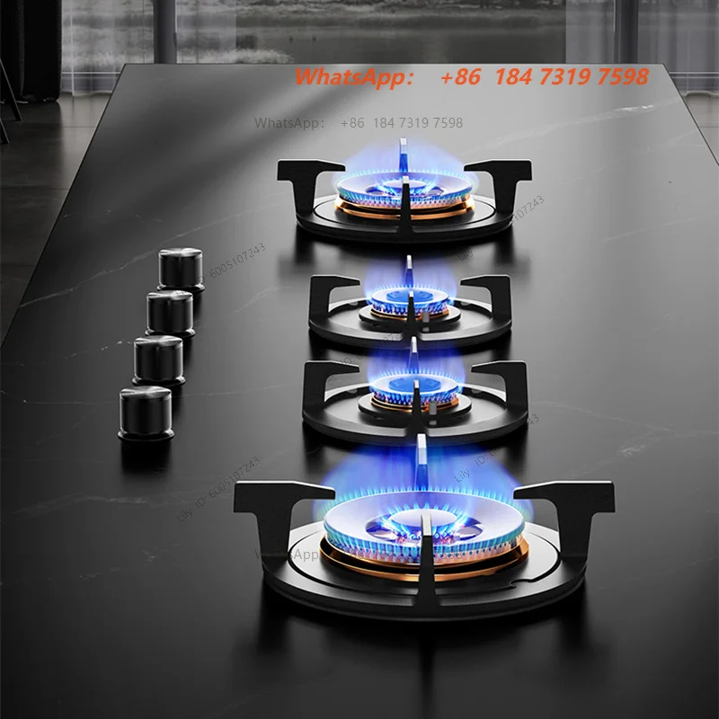 Premium Built-in  Cooktop 4-Burner 5.2KW Copper Flame Failure Protection Panel-Ready for  Kitchen