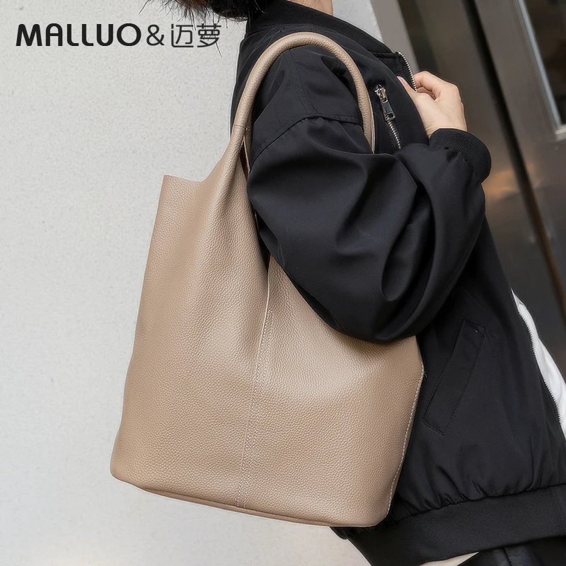 Bucket Bag Ladies Luxury Women Tote Bag Casual Genuine Cow Leather Shoulder Bags ladies Tote Handbags Big Shopper Bag for Female