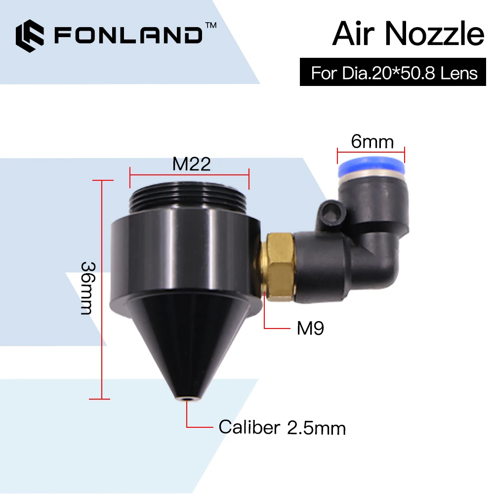 Fonland Air Nozzle for Dia.20 FL50.8 Lens or Laser Head Use for CO2 Laser Cutting & Engraving Machine