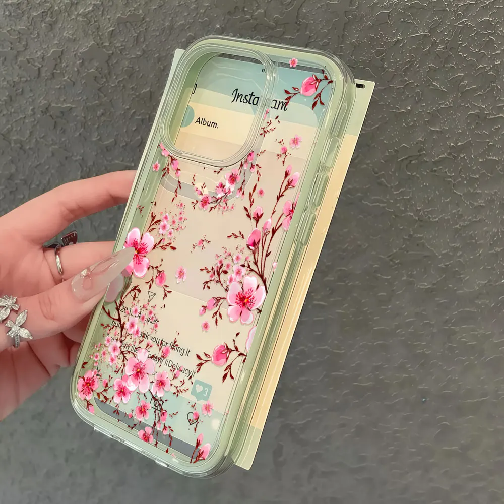 Langlebige, niedliche Pfirsichblüten-Handyhülle für Galaxy A57 A37 A55 A54 A35 A36 A15 A16 S23 S24 S25 S22 FE S26 Ultra Plus, transparente Hülle – Detail 9
