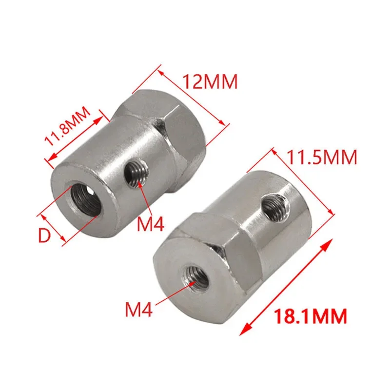 1pcs Plating Rigid Coupling 2/3/3.17/4/5/6/7/8mm Electroplated Iron Shaft Hex Coupler Connector For Car Toy Robot