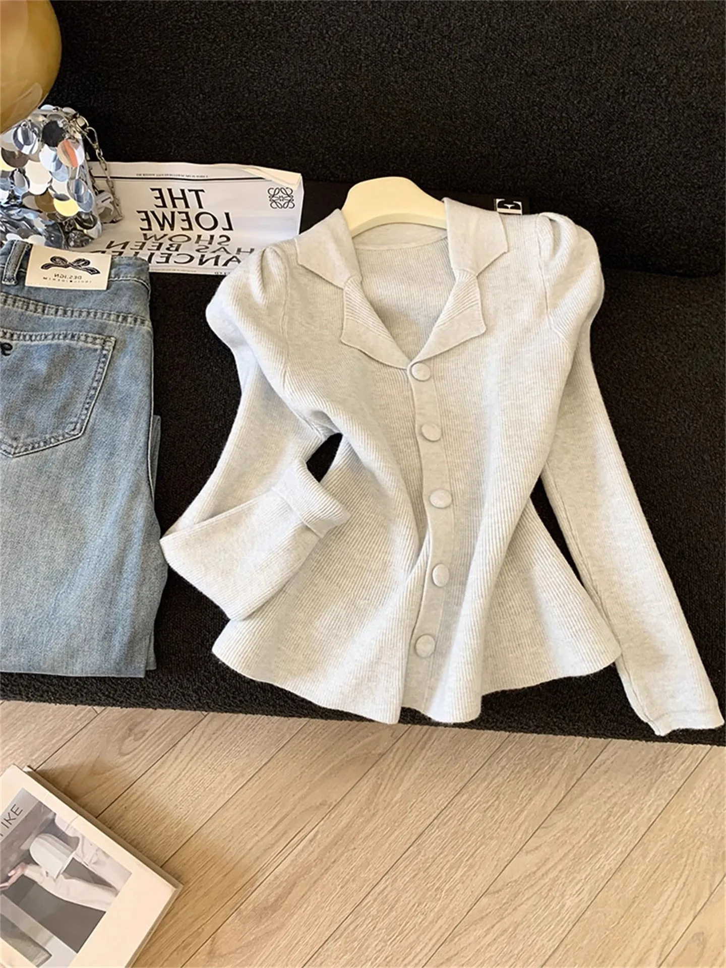 Zacht Gezellig V-Ne Gebreid Open Vest Dames Herfst Winter Design Sensation Gentle Sle Nieuwe Slanke Lange Sve Top