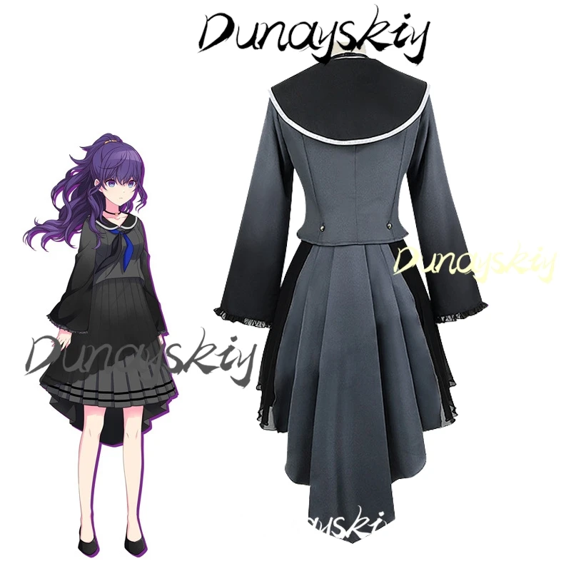 Asahina Mafuyu أزياء تنكرية شعر مستعار أنيمي مشروع Sekai الملونة المرحلة تأثيري وشاح علوي فستان وتتسابق للنساء الفتيات حسب الطلب