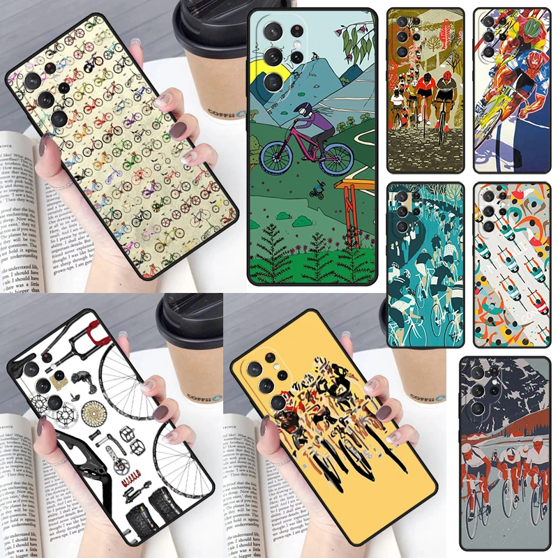 Cycling Heartbeat Bike Phone Case for Samsung Galaxy S26 Ultra S25 S24 S23 S22 S21 S20 Note10 Plus FE Cover Luxury