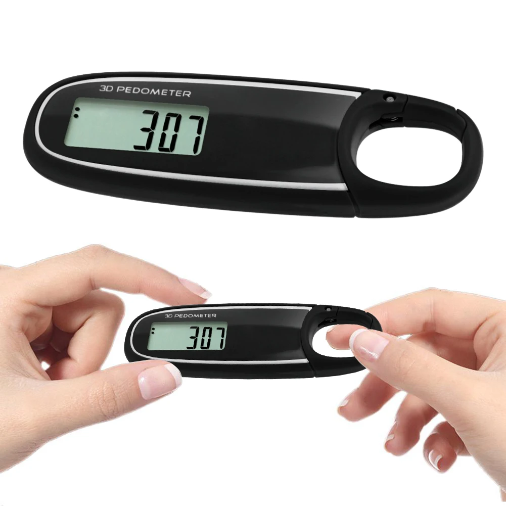 

3D Pedometer Clip On Step Counter Portable Digital Pedometer Accurate Step Tracker Electronic Pedometer for Women Men