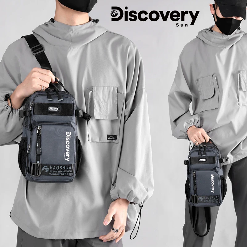 DISCOVERY-SUN Fashion Crossbody Bags for Men Chest Messenger Bags Anti-theft Zipper  iPad Waterproof Short Trip Shoulder Bag