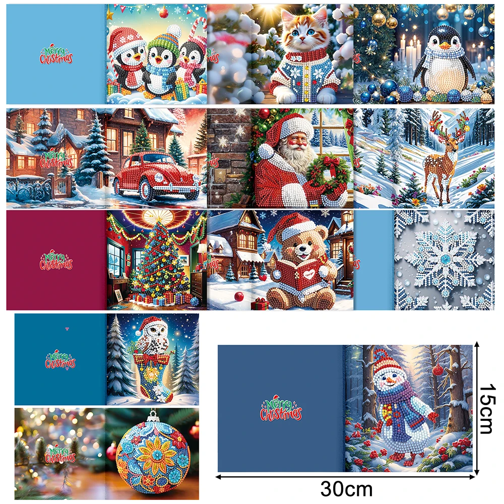 HOMFUN 48pcs Christmas Diamond Painting Kit - Greeting Cards for Blessings and Wishes, DIY Handmade Gifts for Holiday Parties