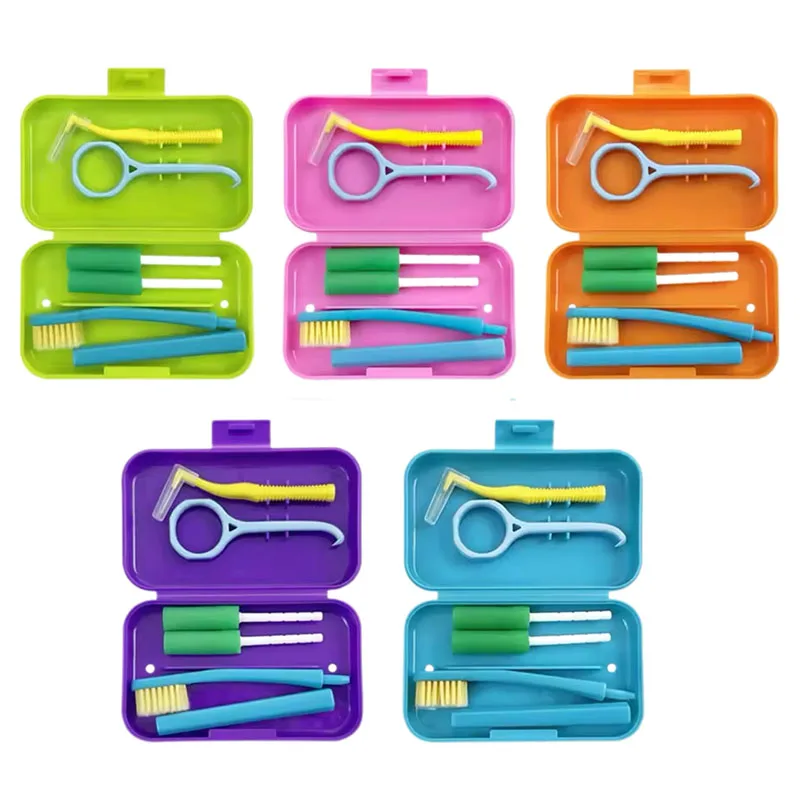 Dental Cleaning Care Kits Portable Travel Toothbrush Interdental Brush Aligner Chewies Brace Extractor Removal Tool Storage Box