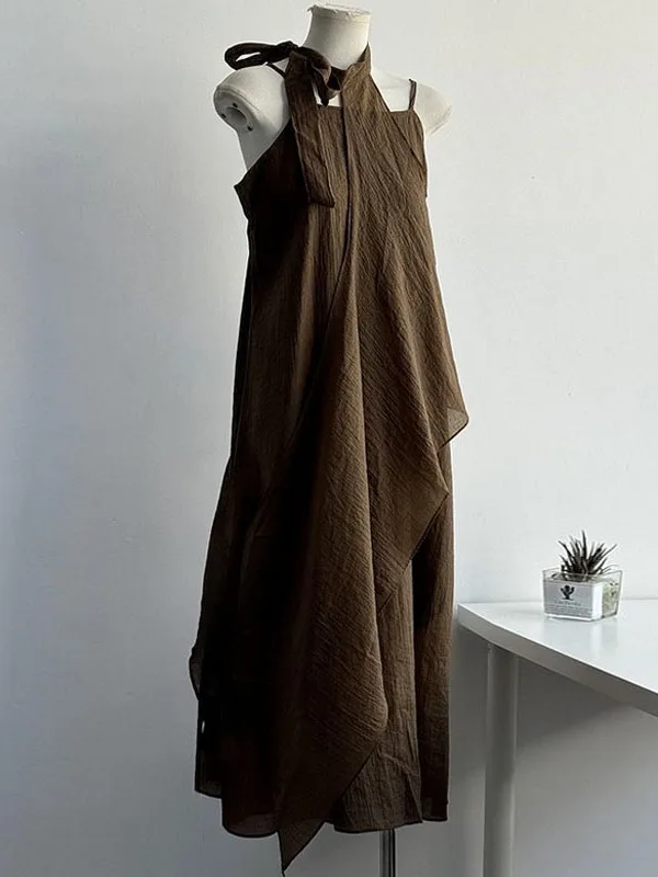 

Elegant Off-Shoulder Sleeveless Dress Women's Summer 2025 New Beach Vacation Asymmetrical Long Skirt French Style Fashion Set