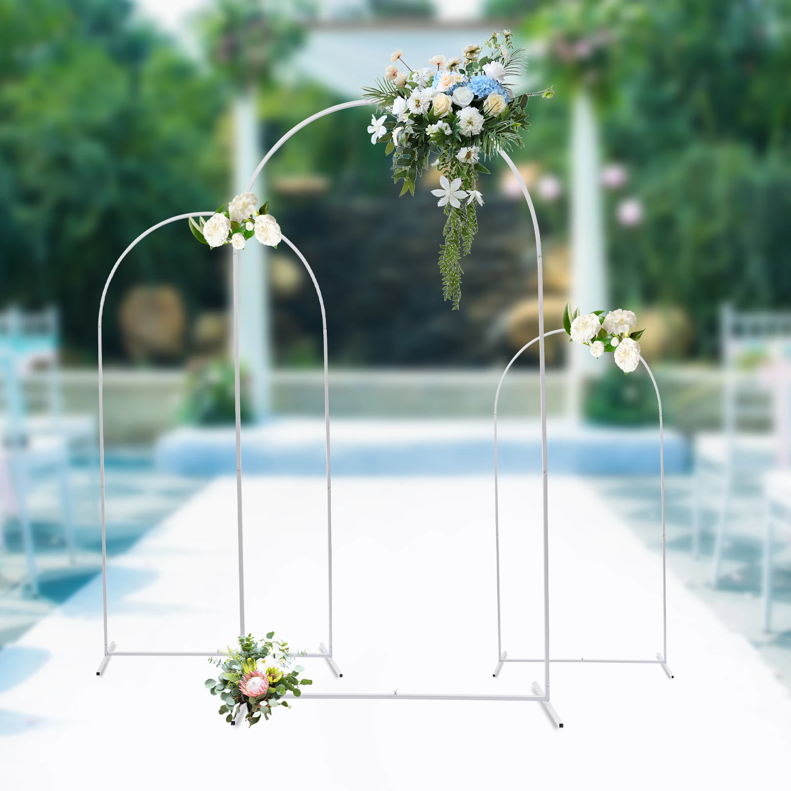 Metal Wedding Arches Backdrop Stand, Set of 3 (7.2FT, 6.6FT, 5.9FT) Garden Balloon Arbors Frame for Indoor Outdoor Party Decor