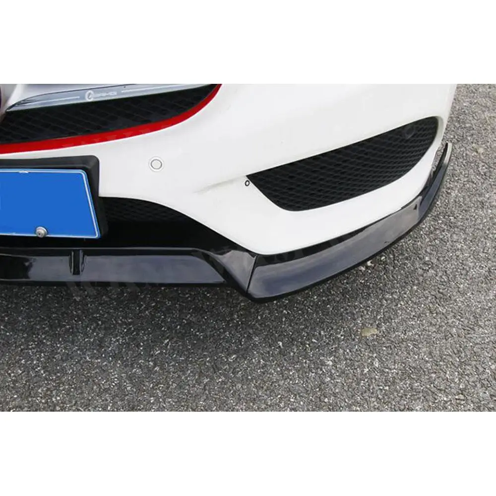 

JCYECF глянцевый черный передний бампер, спойлер для Benz W205 C205 C200 C300 C43 AMG 2014-2020, трехсекционный головной бампер, подбородок