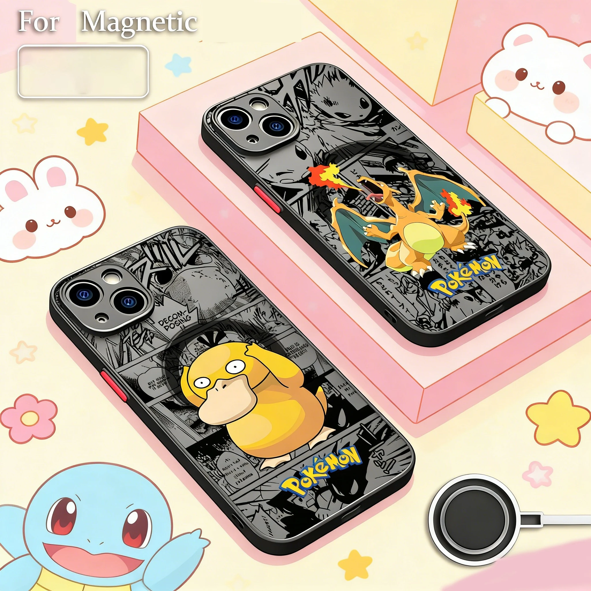 Niedliche P-Psyduck Handyhülle für Samsung Galaxy S25 S24 S23 S22 S21 S20 FE Plus Ultra 5G Matte Magnetische Rückabdeckung