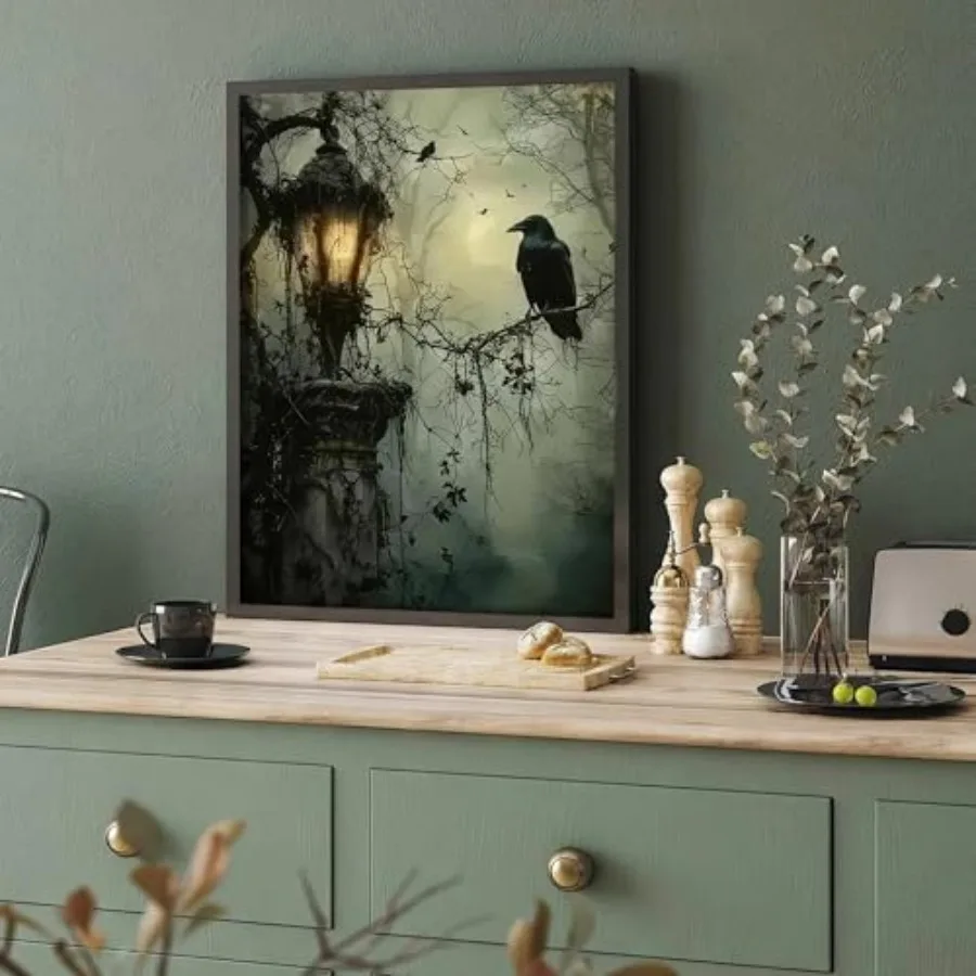 Diamond Art Kits for Adults Beginners- Gothic Dark Horror Forest Crow Diamond Painting for Adults Beginners, Gem Ptg for dult n