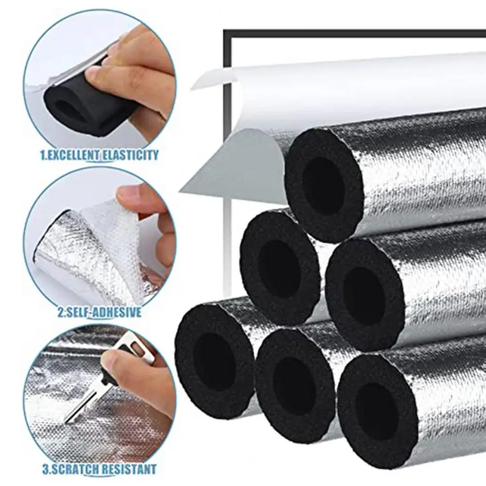 Easy Installation Pipe Insulation Flame Pipe Insulation Foam Tube with Self-adhesive Wrap Aluminum Foil Cover for Winter Outside