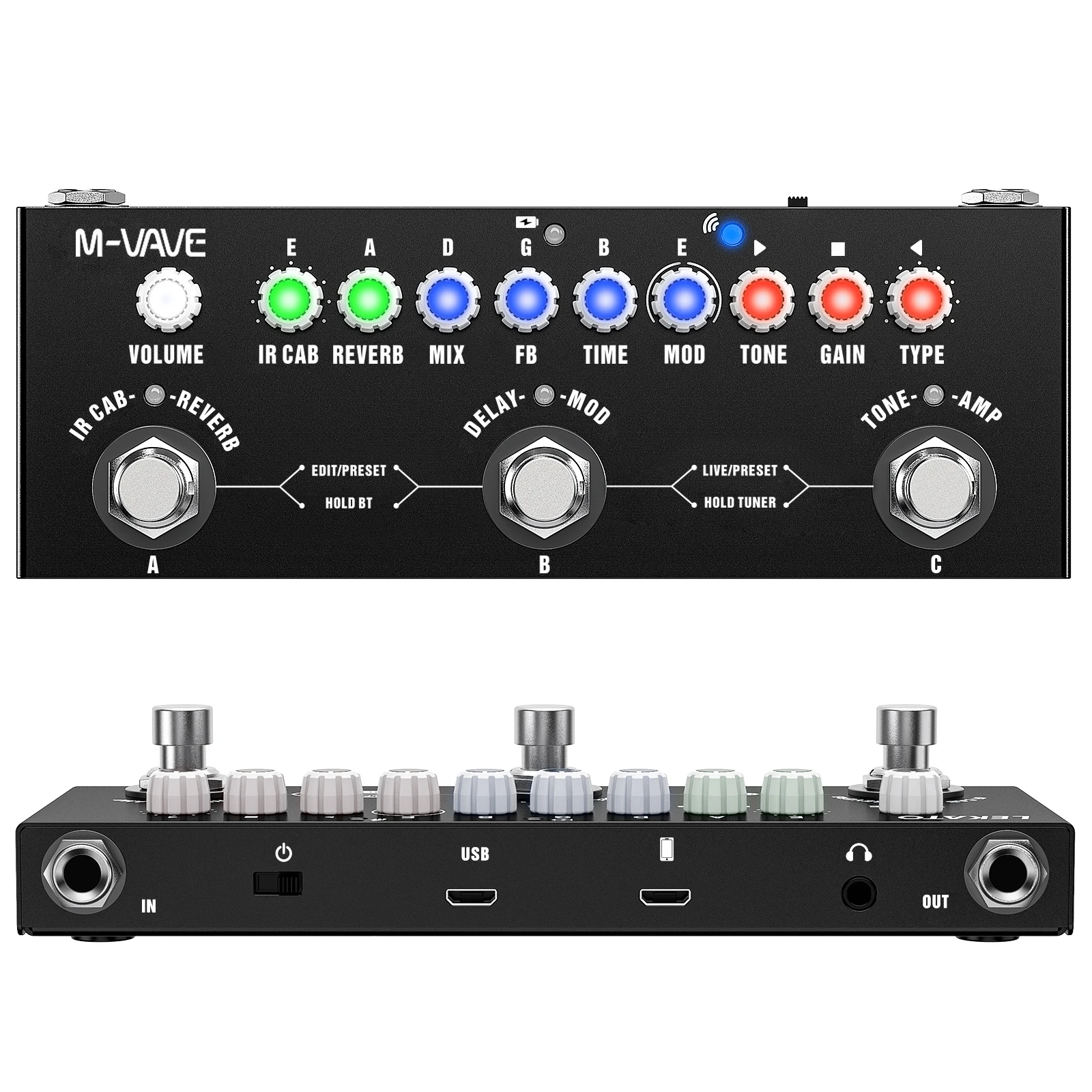 M-VAVE CUBE BABY Delayed Multi-Effects  for Guitar/Bass/Acoustic with 8 Analog and Vocal Reverb Shaker Pedal