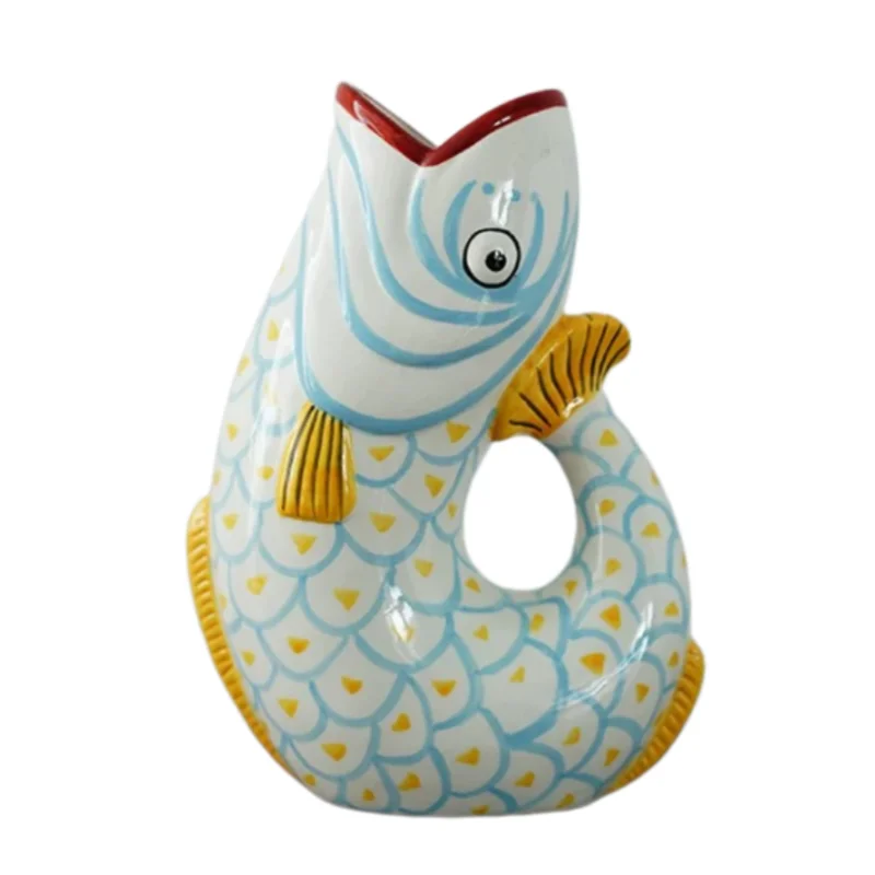 Ceramic Vase Abstract Fish Shape Ceramic Jar Pot Cartoon Fish Flower Vases Flowerpot Handmade Pot Home Decoration Accessories