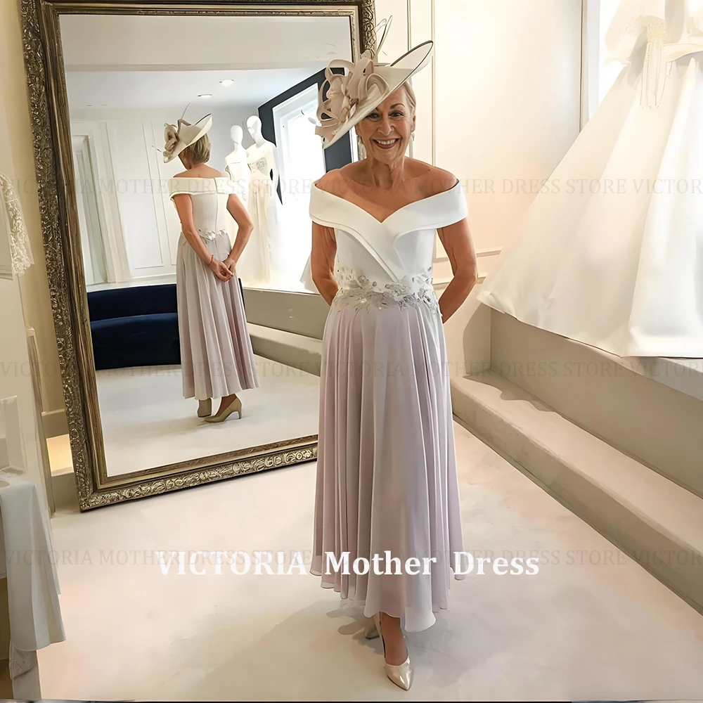 

VICTORIA Customized Exquisite Mother of the Bride Dresses A-Line Chiffon Lace Appliques Wedding Guest Dress Long Evening Gowns