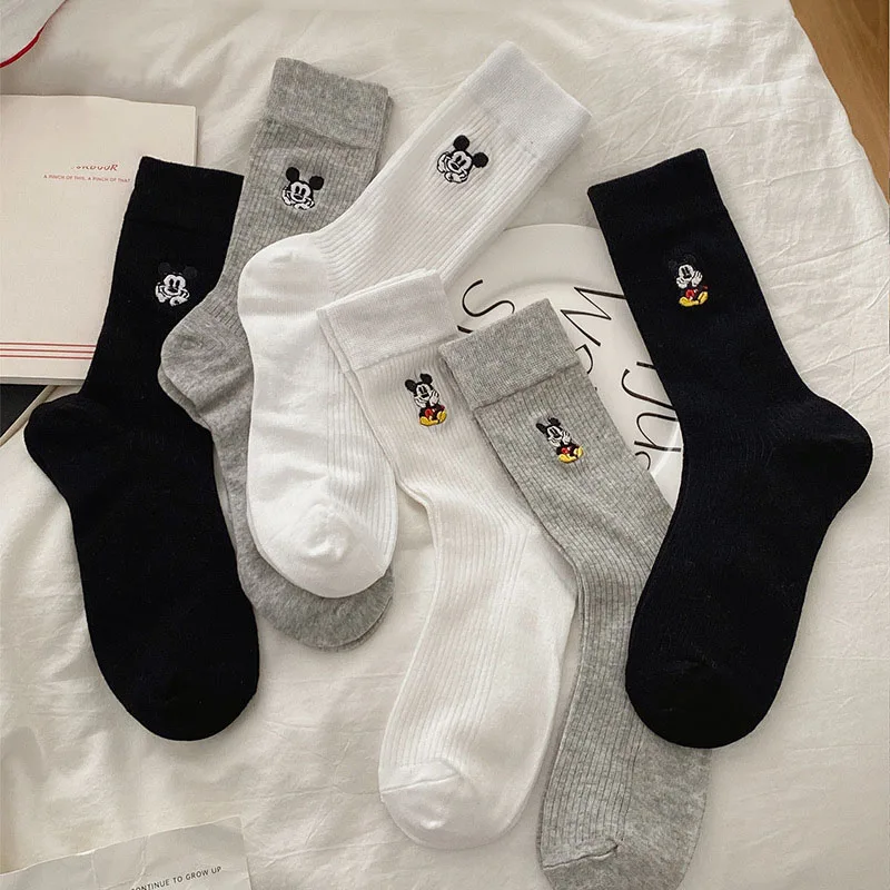 

1/6Pairs Potdemiel Disney Embroidery Hedge Cartoon Anime Crew Socks Men Women Hip Hop Street Fashion Novelty Funny Casual Socks