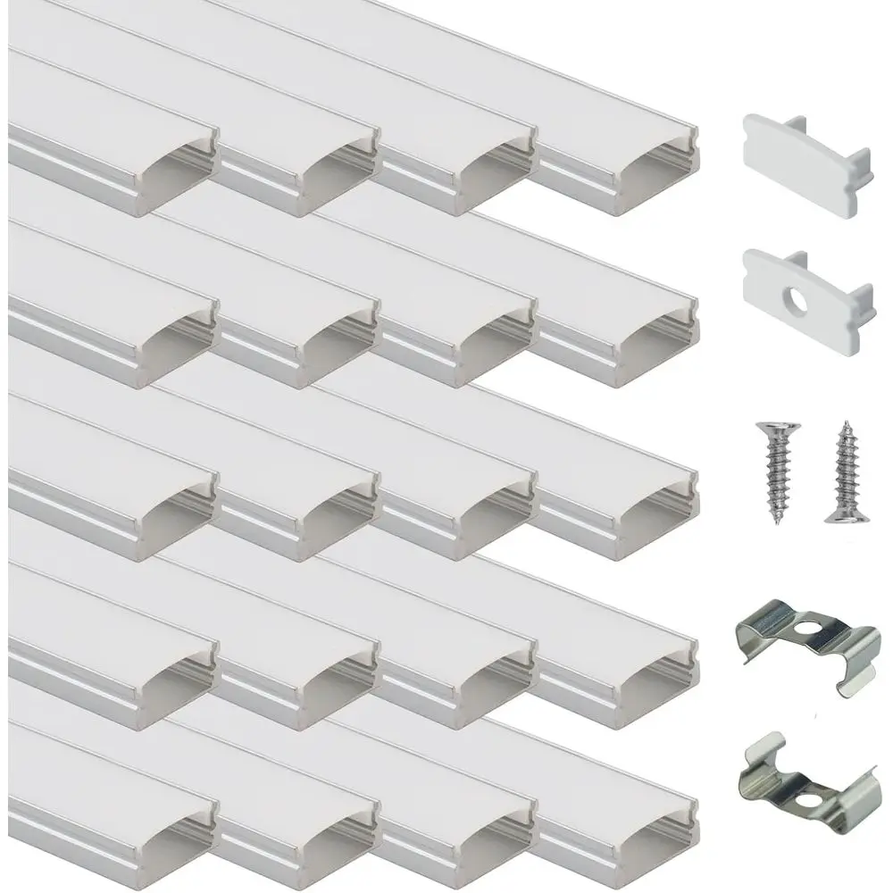 

6.6ft 2M LED Strip Light with Silver Channel and Milky White Diffuser for Easy Installation