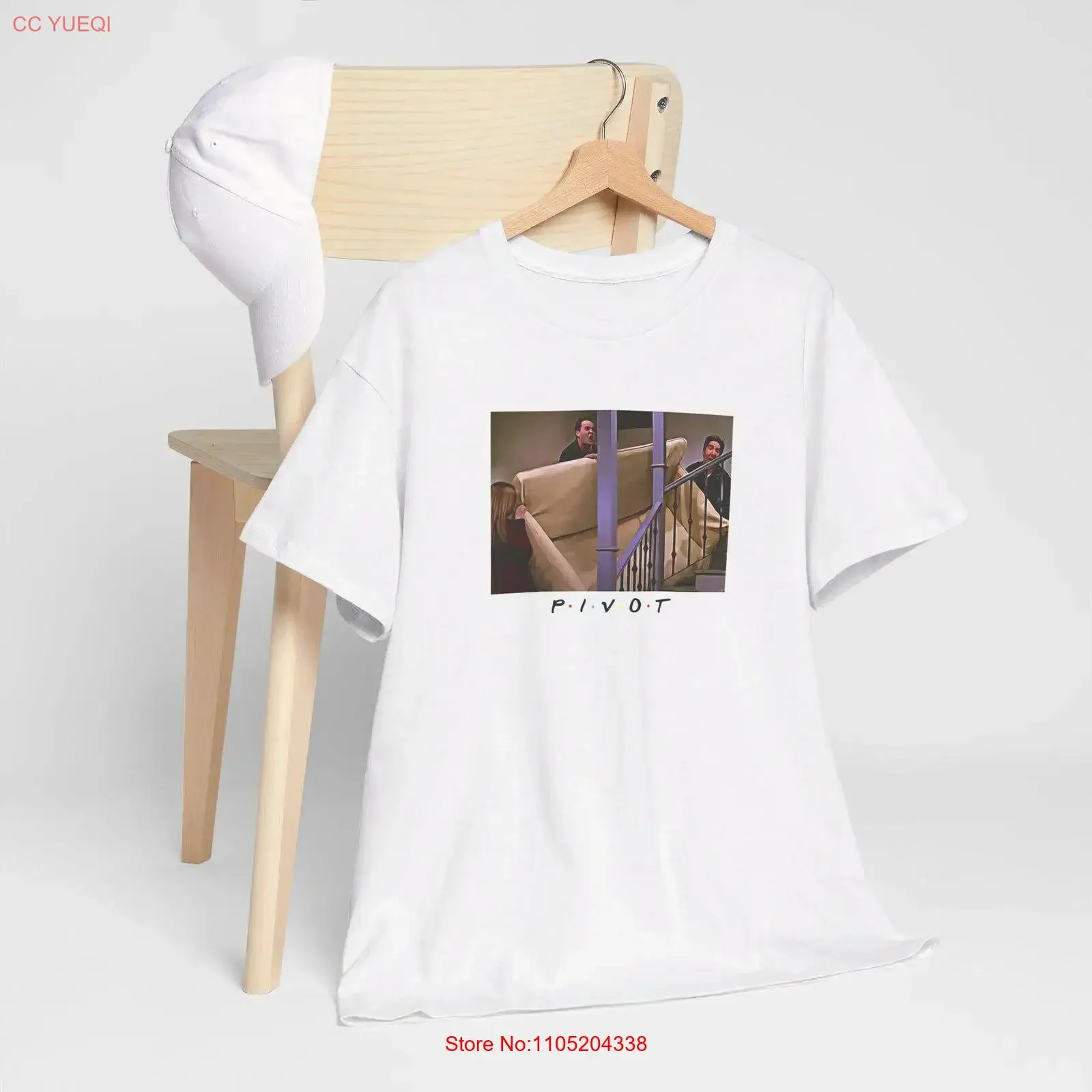 Friends Pivot Custom Art  T Shirt Premium Christmas idea Ross Rachel Chandler scene vintage Washed Versatile Breathable