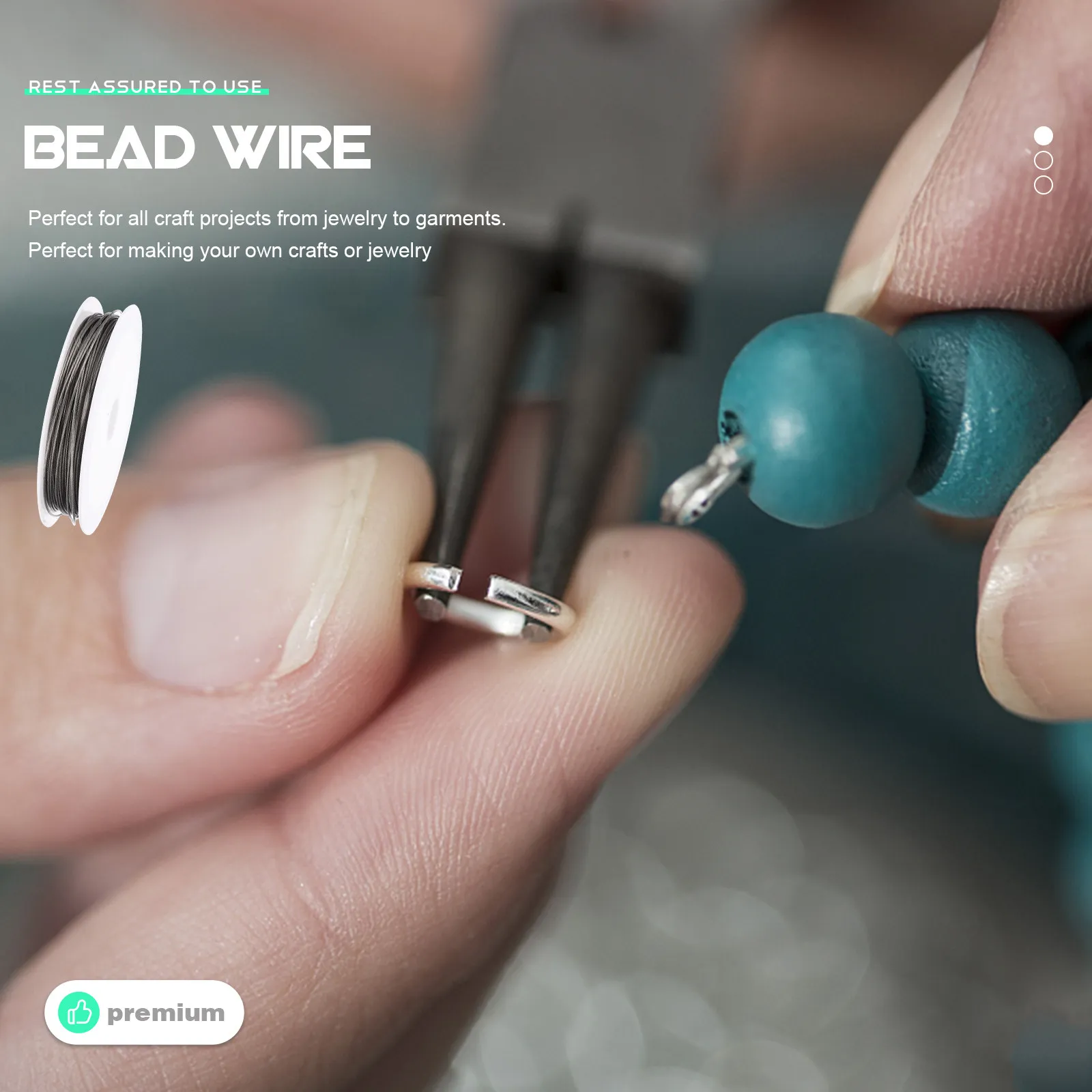 

3 Rolls Multi-Function Steel Wire for Beading Jewelry Making DIY Crafts Convenient Resistant to Discoloration Fine