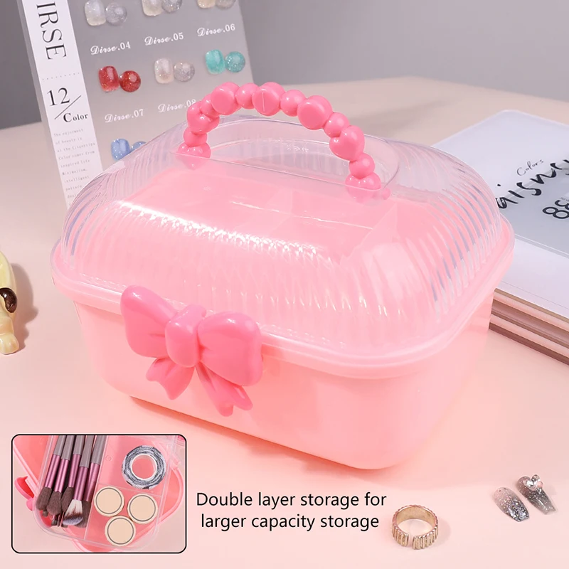 Caja de almacenamiento de puntas de uñas postizas, herramienta de Arte de uñas, esmalte de Gel, accesorios para el cabello, arco de doble cubierta