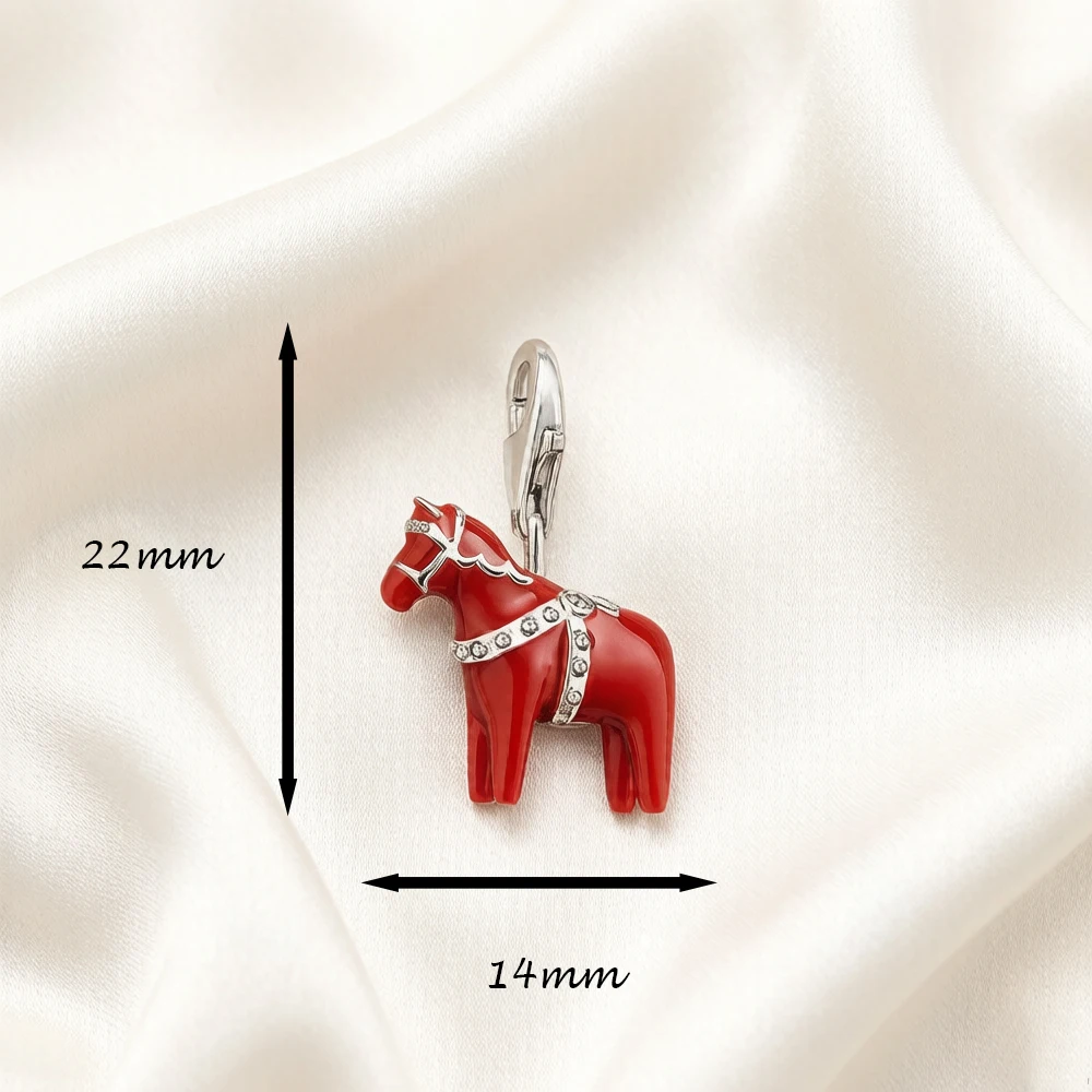 Dalarna Horse Charm Trendy Fashion Women Men Jewelry 925 Sterling Silver Power Courage Loyalty Dignity Pendant Fit Bracelet