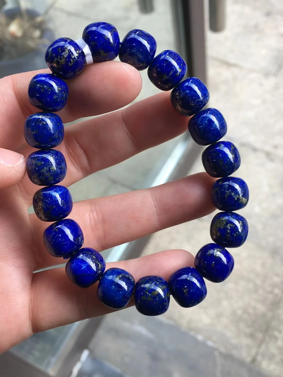 Natural Blue Lapis Lazuli Barrel Beads Bracelet Women Men Stretch 12mm Lapis Lazuli Bracelet Jewelry AAAAA