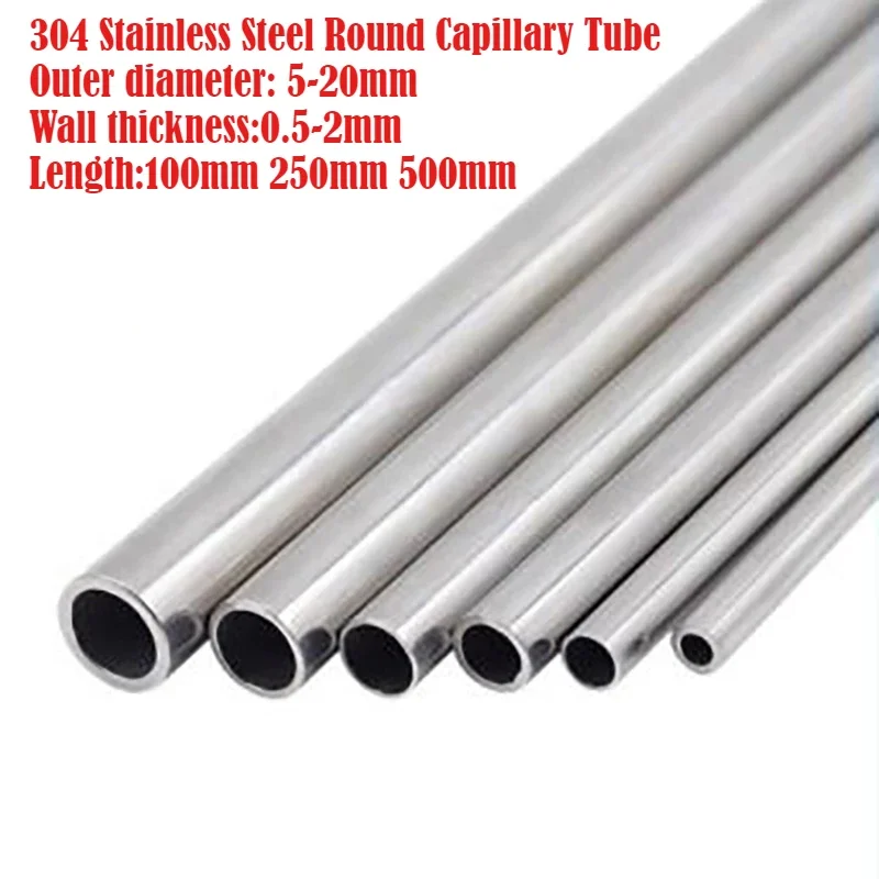 

Outer Diameter 5-20mm 304 Stainless Steel Round Capillary Tube Wall Thickness 0.5-2mm Length 100-500mm CNC Tools for DIY Parts