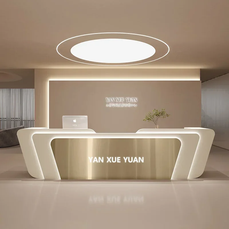 

Advisory Lectern Front Desk Acrylic Office Podium Checkout Standing Reception Desk Customizable Bureau Meuble Bar Furniture