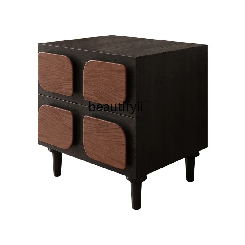 

LXMedieval style all solid wood bedside table ash wood bedside bedroom storage lockerSSS