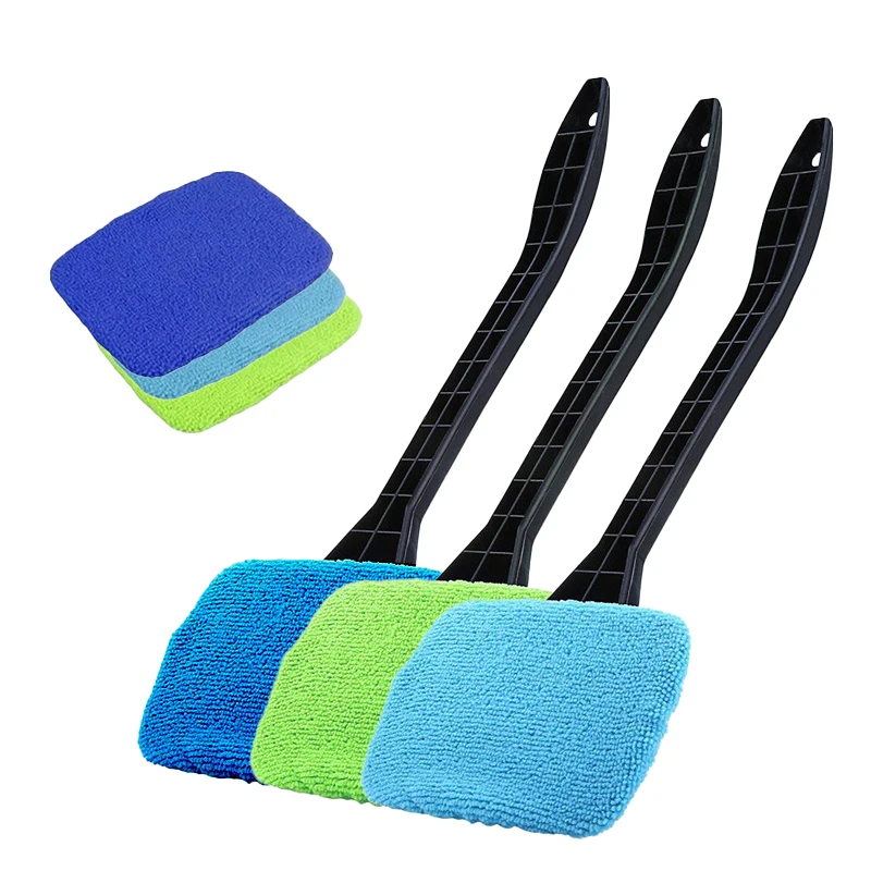 1 قطعة فرشاة تنظيف نوافذ السيارة الجديدة حاجز الرياح ممسحة داخل السيارات الداخلية ممسحة ضباب الزجاج مع مقبض طويل تنظيف السيارة