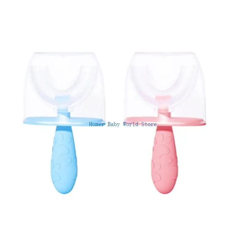 

B2QD Kids Toothbrush Silicone Round Type Brush For Toddlers 2-6 Years Gentle gums Care Fun Cartoon Figures Simple Rinse Bathroom