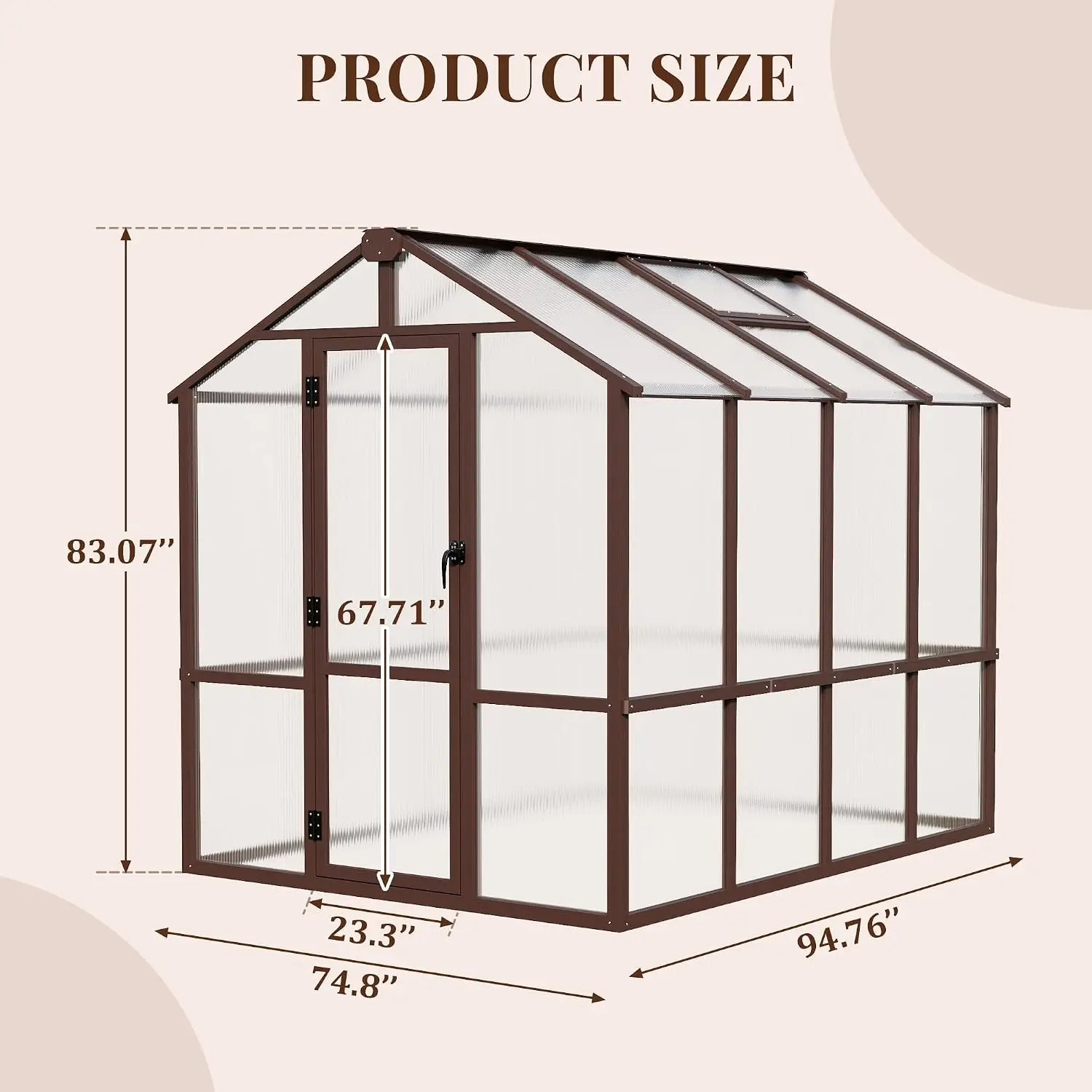 6x8 FT Wooden Walk-in Heavy Duty Greenhouse for Outdoors, Customized