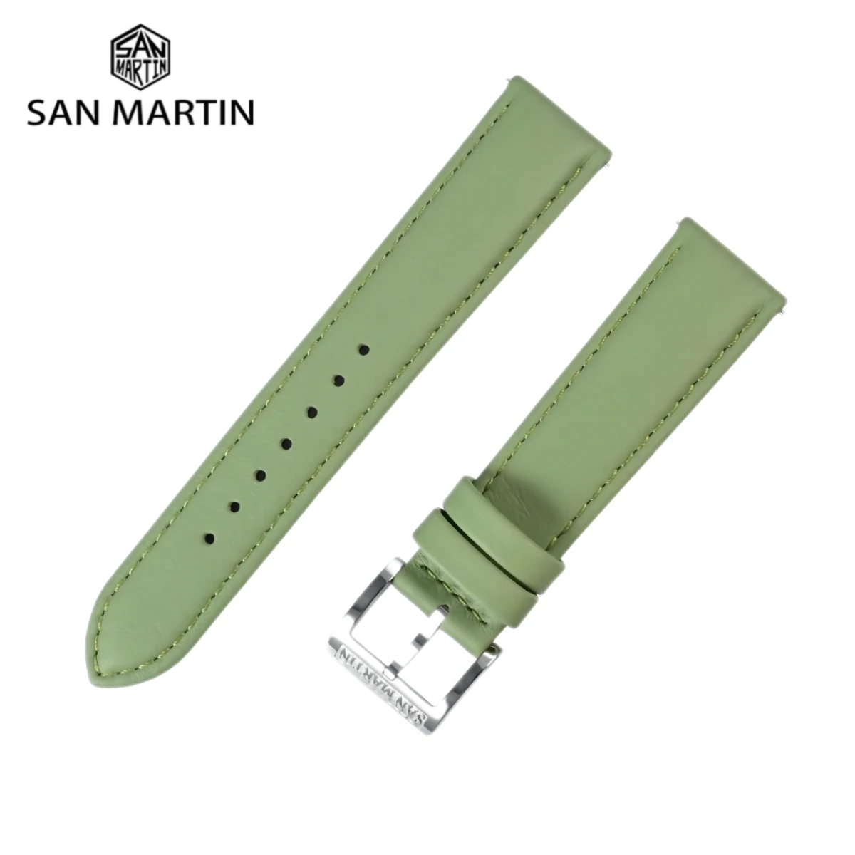 

San Martin 20mm Pillowy Soft Swift Leather Strap For Mechanical Watches Band With 316L Pin Buckle Quick Release BD0011