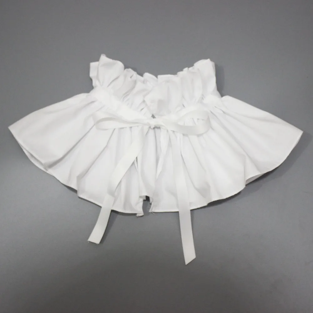 Victorian Ruffle Women Fake Collar Adjust Size Lace-Up False Collar Elizabethan Collar for Lady Girl