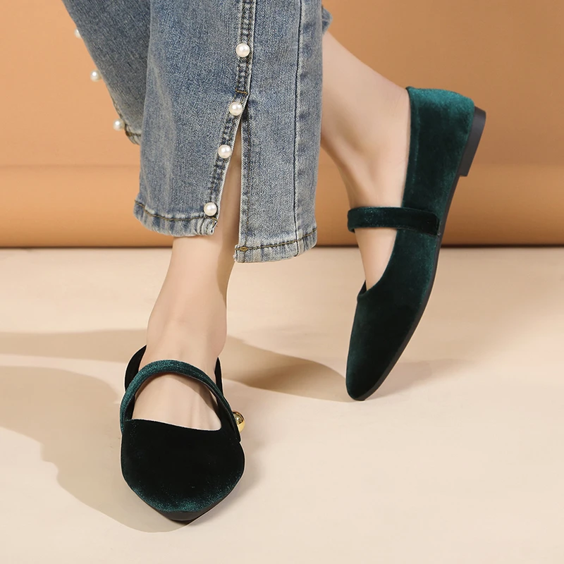 Neue, bequeme Damenschuhe mit quadratischem Absatz und spitzer Zehenpartie, modische und lässige flache Schuhe für Frühling und Herbst 2025 – Detail 8