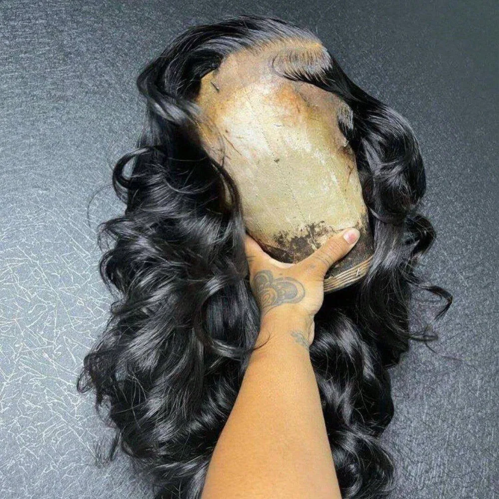 13x6 Body Wave Lace Front Wigs Human Hair Pre Plucked Pre Bleached Small Knots With Baby Hair 250 Density Glueless Human Hair Wigs For Women 32 36Inch HD Lace Frontal Wig With Soft
