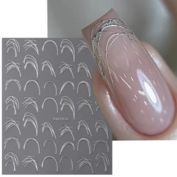 Aranha Gel Linha Nail Adesivos, Metal, Prata, Branco, Irregular, Graffiti Stripe Design, 3D, auto-adesivo Gel polonês, Slider Nail Decor