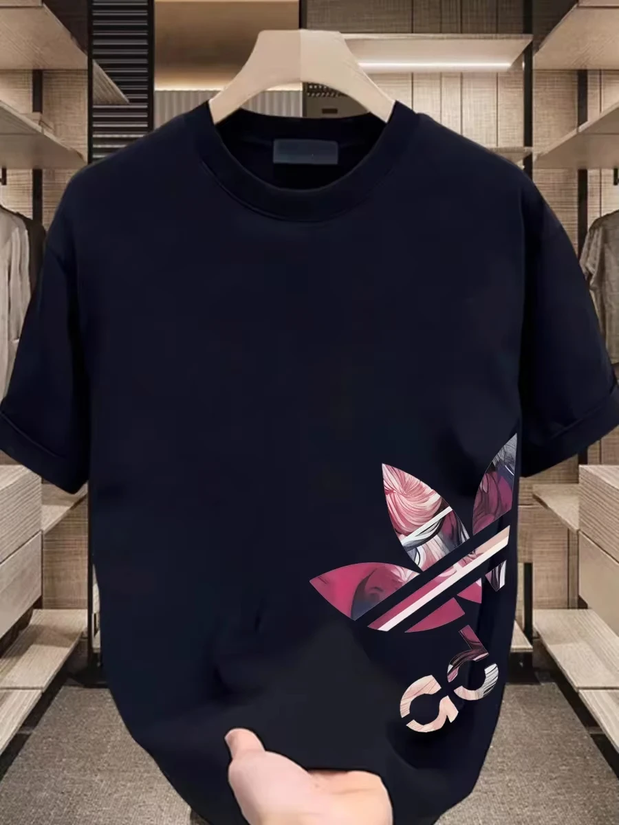 تي شيرت عصري فاخر من القطن الخالص، متعدد الاستخدامات للرجال والنساء، كاجوال صيفي نصف كم #2