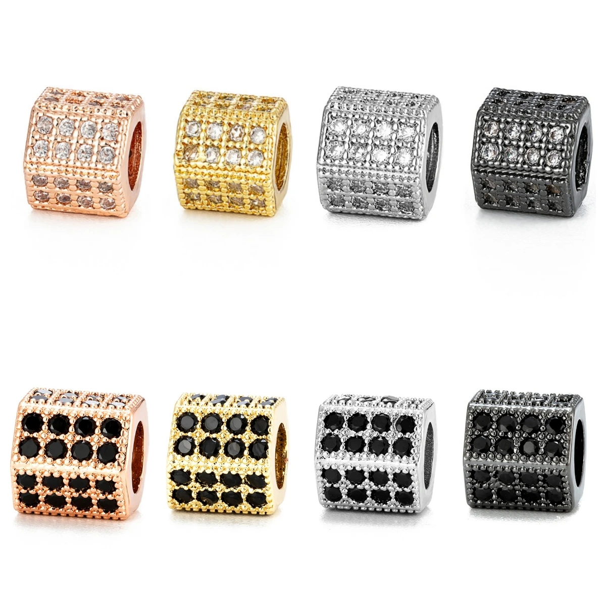 

1PC 8mm DIY Brass Loose Beads Wholesale Bulk Micro Pave Cubic Zircon Hexagon Charms For Men Bracelet Jewelry Making Supplies