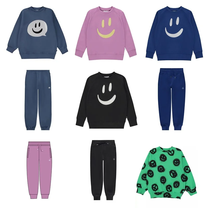 Kids Sweatshirts and Casual Pant Set 2024 Autumn molo Tooddler Girl Sweater Child Boy Hoodes Trousers Clothing