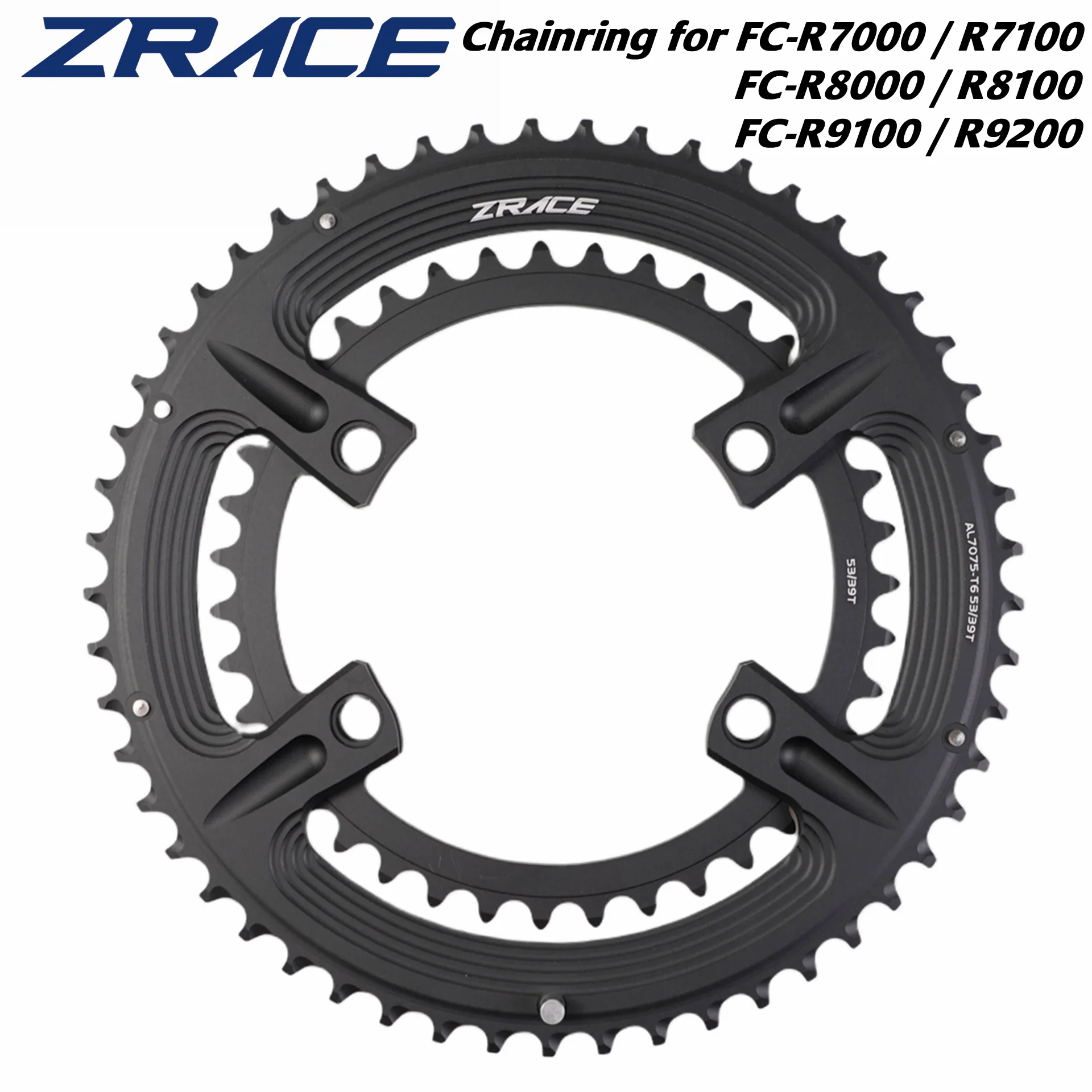 ZRACE 105 FC-R7000 / ULTEGRA FC-R8000 / DURA-ACE FC-R9100 Asymmetric Road Chainring, 50-34T 52-36T 53-39T, 110BCD BCD110 4-Bolts