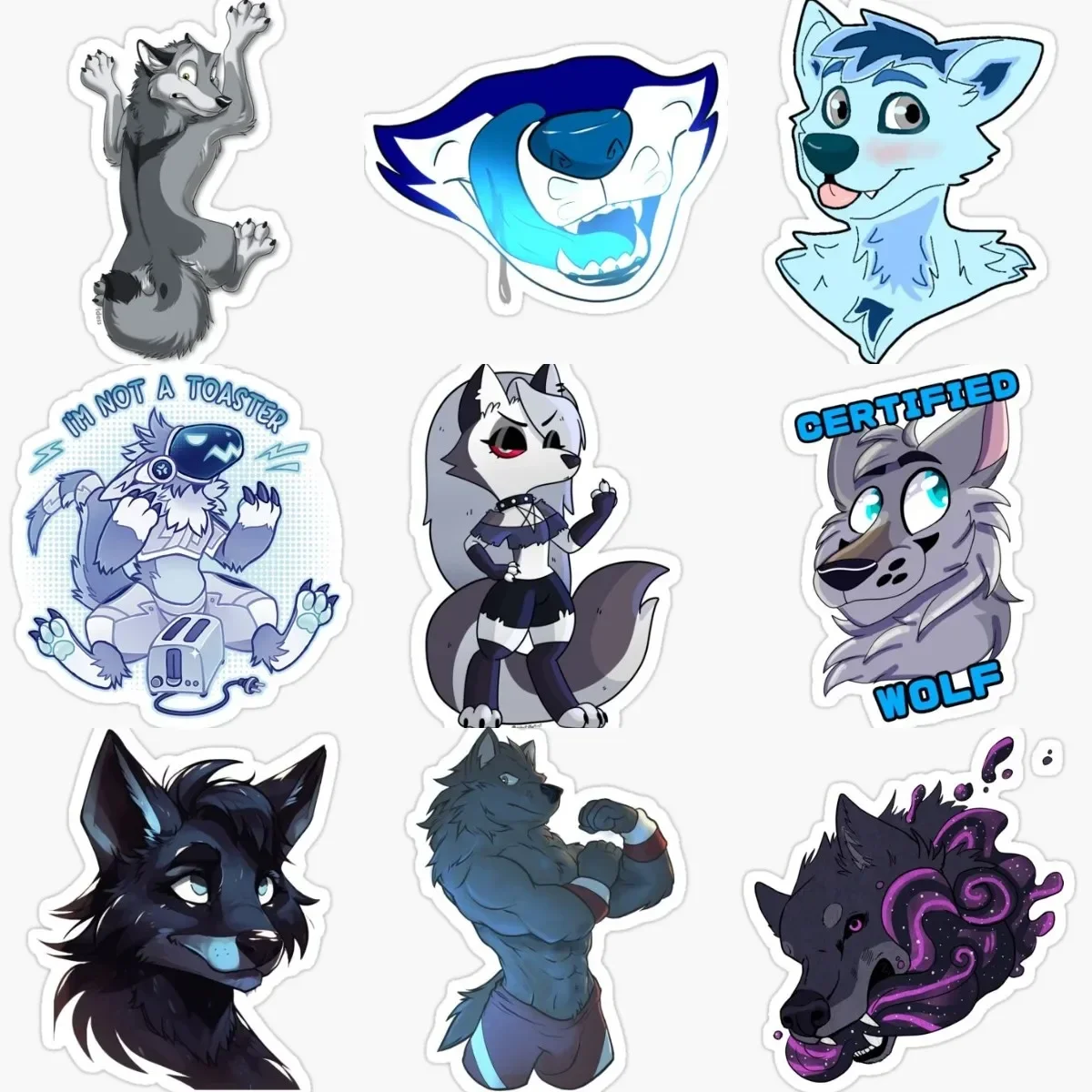 

Wolf Anime Cartoon PVC Sticker for Motorcycle Fridge Truck Car Window Glass Bicycle Wall Table Fridge Door Can Customized Size