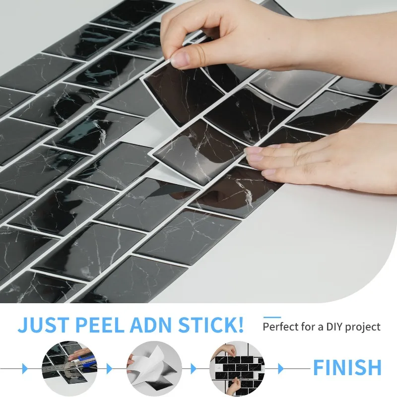 6/24pcs 3D Glue Drip Tile Sticker Self-adhesive Waterproof Mildew Resistant Wall Sticker for Kitchen Bathroom Decoration