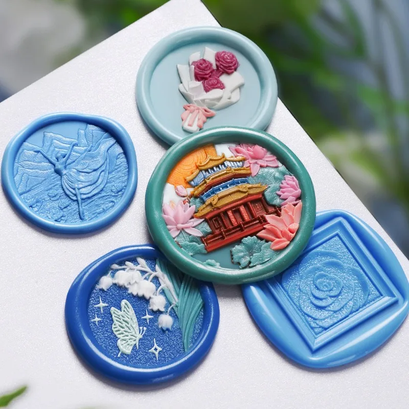 

High-end Laser Stamps Lacquer Stamp Head Flower Wax Stamps Embossed Multi-layer Shaped New Craft Copper Heads