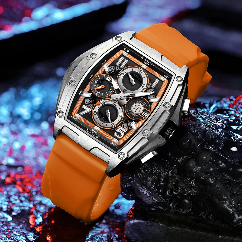 LIGE Top Brand Luxury Mens Watches Fashion Business Sports Quartz Chronograph Wristwatch Casual Waterproof Square Watch For Men